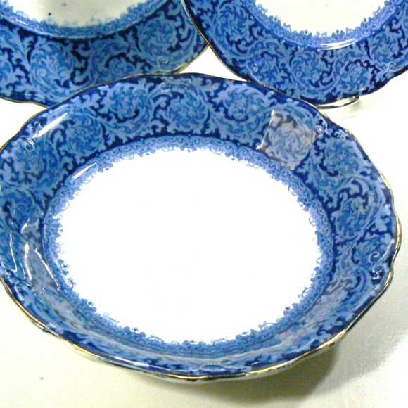John Maddock & Sons Royal Vitreous Rialto England set of 3 plate bowl flow blue - Picture 4 of 11